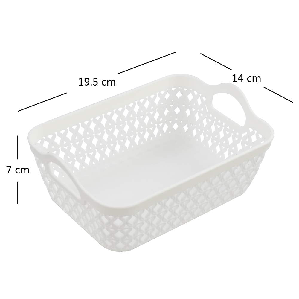 Nesmilers 12 Packs Plastic Mini Storage Basket, White Basket Tray