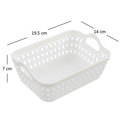 Nesmilers 12 Packs Plastic Mini Storage Basket, White Basket Tray