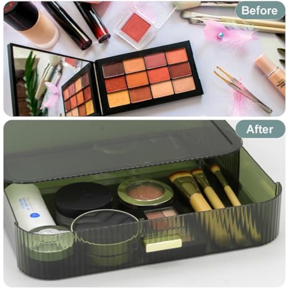 Womanht Makeup Organizer Drawers Stackable, Bathroom Vanity Organizers and Storage, Great for Cosmetics, skincare, Lipsticks, Nail Care (Green,1 Drawer)