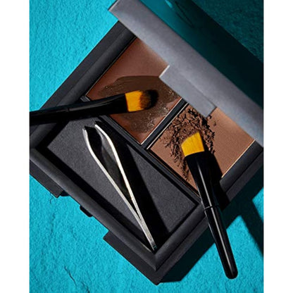 Sleek MakeUP Brow Kit, Brow Wax and Powder Kit with Tweezers and 2 Brushes, Define and Sculpt Brow with a Travel Size Kit, Medium