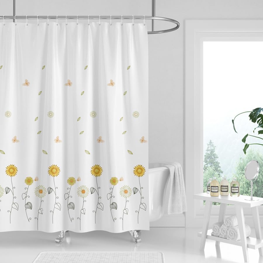 Tennove Shower Curtain 180x200cm Drop Mildew Resistant Waterproof Polyester Bathroom Shower Curtain Liner Long Washable Decorative Bath Curtain with