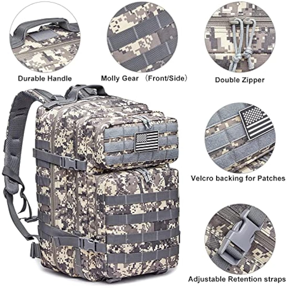 G4Free 40L Molle Backpack Large Pack Molle Shoulder Bag Rucksacks Daypack for Outdoor Hiking Camping Trekking Hunting