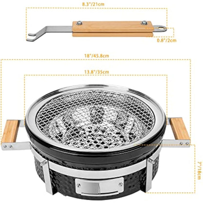 Onlyfire Round Tabletop Ceramic Clay Stove Portable BBQ Charcoal Grill,Portable Tabletop Grill for Outdoor,Indoor Cooking,Outdoor Camping and Garden