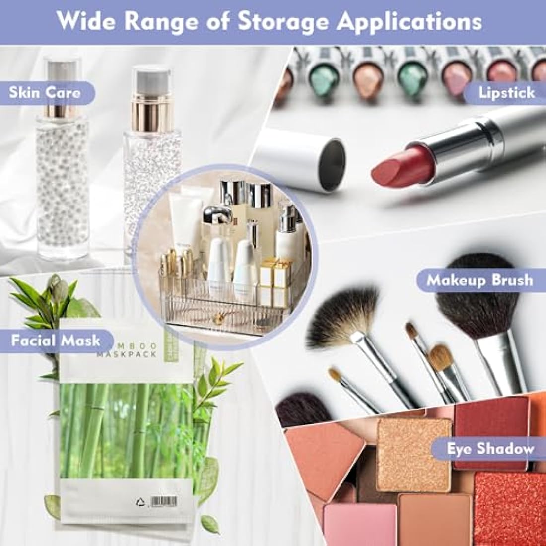 OKUYAN Clear 2-Tier Makeup Organiser Tray - Desk and Dressing Table Organizer for Skincare and Cosmetics - Acrylic Storage Box With Drawers for Vanity and Bathroom