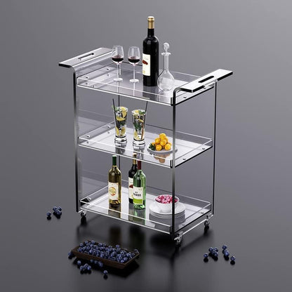 solaround Acrylic Bar Cart, Drink Trolley, Clear, 53 x 30 x 72 cm