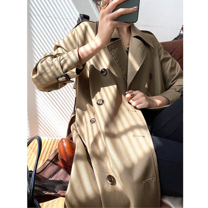 Women's New Spring And Autumn Windbreaker Mid-length Coat