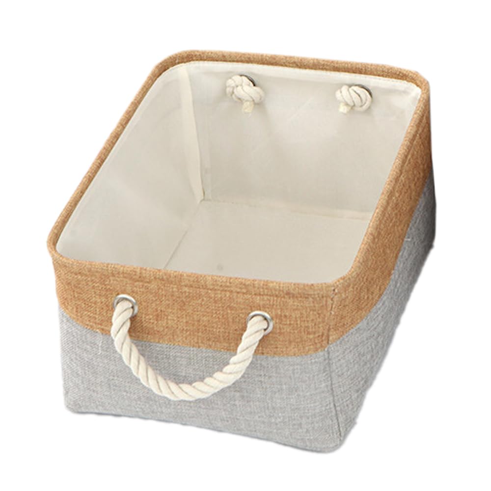 Anevous Foldable Fabric Storage Basket, Grey, 31 x 21 x 13 cm, Linen, Multifunctional Storage Box for Toys, Clothes, Wardrobe