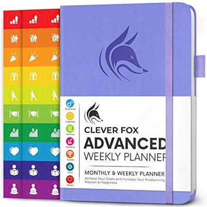 Clever Fox Advanced Weekly Planner – Undated Life Goal Planner for Daily Productivity & Time Management – Day Organizer Journal – Hardcover A5, Lavender