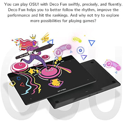 XP-PEN Deco Fun S 8192 Levels Passive Stylus Graphic Tablet with 60° Tilt, 6 x 4 Inch Drawing Tablet for Remote Learning or Playing OSU – Classic Black
