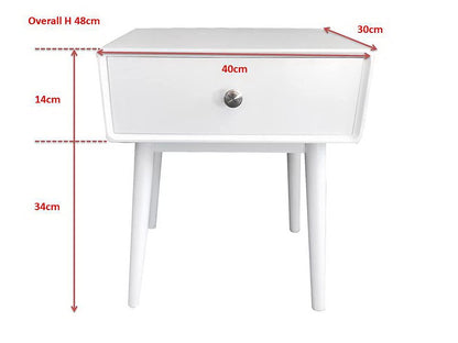 ASPECT Niva Bedside Table With One Drawer (White)