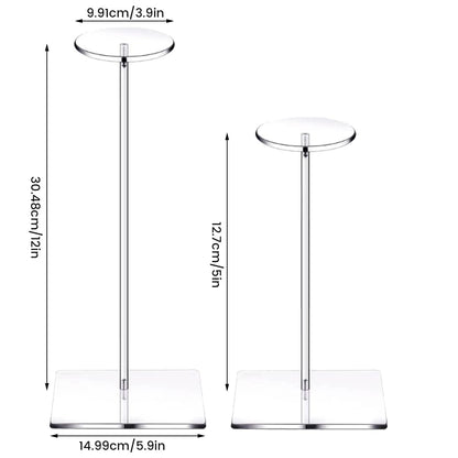 Your's Bath 2Pcs Acrylic Hat Stand Wig Display Rack Clear Hat Stand Baseball Hat Rack Multifunctional Anti-Slip Decorative Hat Display Stand