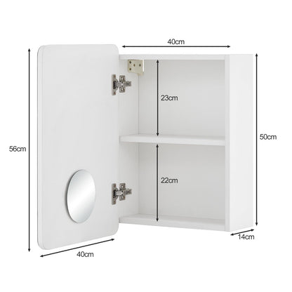 TUKAILAi 40x50cm Single Door Bathroom Mirror Cabinet with Magnifying Mirror