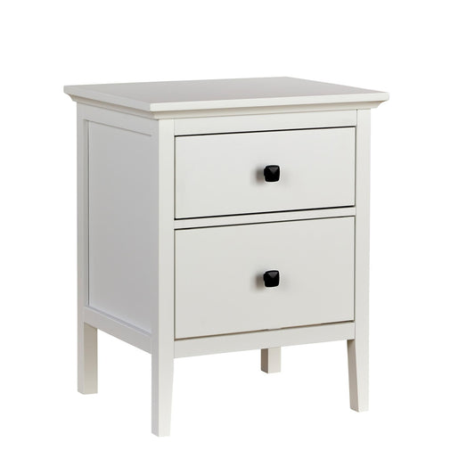 Home Source Bedroom Bedside Table Nightstand Cabinet, Side Chest Lamp Table, 2 Drawer, White