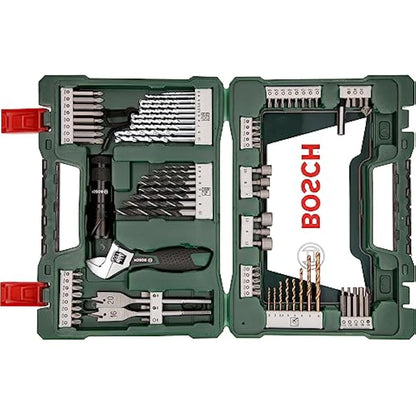 Bosch 83 pcs. Titanium Drill and Screwdriver Bit Set V-Line (with LED Torch and Adjustable Spanner, for Wood, Masonry and Metal, Accessories Drills and Screwdrivers)