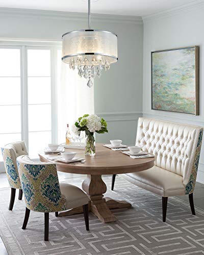BESTIER Modern Pendant Crystal Drum Chandelier Lighting Ceiling Light Fixture Lamp Dining Room Bathroom Bedroom Livingroom 4 E14 Bulbs Required D40cm