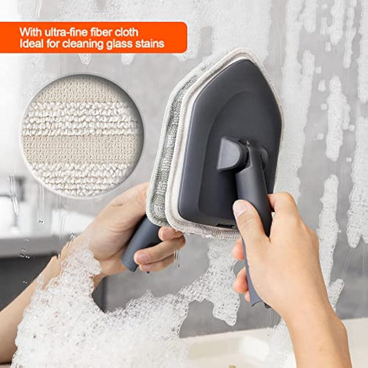 CLEANHOME Shower Scrubber,4-in-1 Scrubbing Brush with Long Handle(132 cm), 3 Different Fibre Cleaning Pad,Suitable for cleaning bathtubs, floor tile gaps, and glass mirrors.1