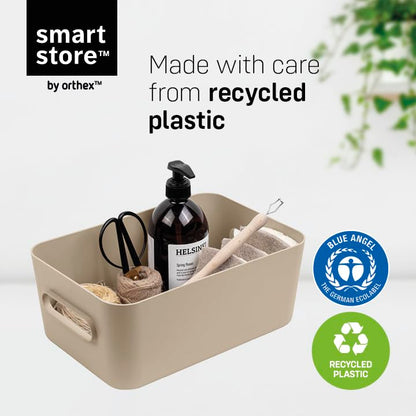 SmartStore Medium Plastic Storage Box with Handles 3× 5.3 L | Organiser Basket for Bathroom, Laundry, Kitchen, Office Drawers and Shelves