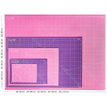Elan A1 Cutting Mat Pink and Purple, 5-Ply Hobby Board for Crafts 90X60 CM, Large Self Healing Cutting Mat A1, Large Craft Board for Sewing
