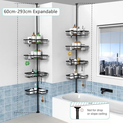 Kegii Telescopic Shower Caddy Corner Shower Shelf Bathroom Corner Storage Black