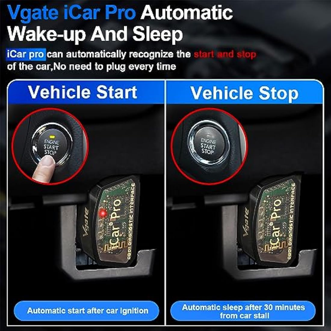 Vgate iCar Pro Bluetooth 4.0 OBD2 Code Reader OBDII Fault Diagnostic Tool Compatible Car Adapter Check Engine Light for iOS, iPhone, Android and Windows