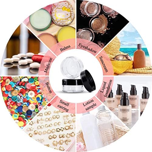 MELLIEX 60 Pieces Empty Sample Pots, 5g / 5ml Clear Plastic Travel Cosmetic Container Jars for Creams, Sample, Make-Up Storage