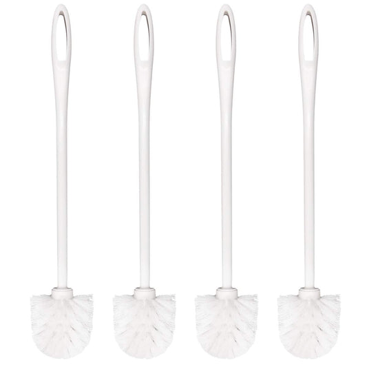 Toilet Brush White Soft Bristle Long Handle Toilet Brush and Holder Eco Plastic Toilet Bowl Brush Cleaner -14.17 inch Handle Length (4 Pack)