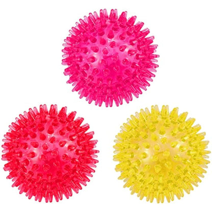 Petizer 3-Pack 6.5cm Squeaky Ball Toys for Dogs - Chew Spiky, Floatable Pool Toy, Toss Fetch for Puppy, Rubber TPR, Teeth Cleaning, Boredom Relief for Small and Medium Dogs
