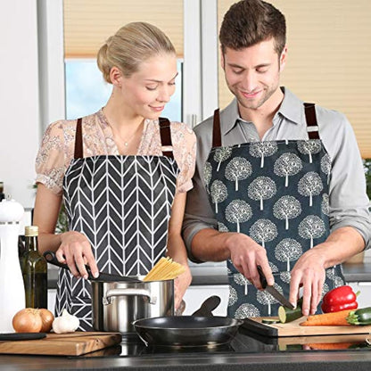 YuZhou 2Pcs PVC Apron for Women Waterproof Plastic Kitchen Cooking Apron with Pocket Wipe Clean Wipeable Coated Apron Chefs Pinafore for Baking Grilling Household Cleaning Dishwashing