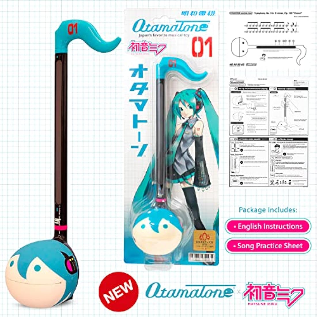 Otamatone Hatsune Miku Japanese Electronic Musical Instrument, Portable Touch Sensitive Digital Music Instruments Synthesizer, Fun Cool Kids Teens Adults Birthday Christmas Toy Song Game Stuff