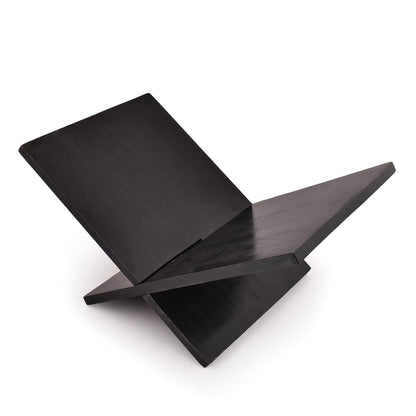 Indus Lifespace Book Stands Mango Wood Cross Frame Black Wooden Book Holder, for Magazine, Art Book, Cook Book, Bible, Quran (11" x 10" x 0.75")