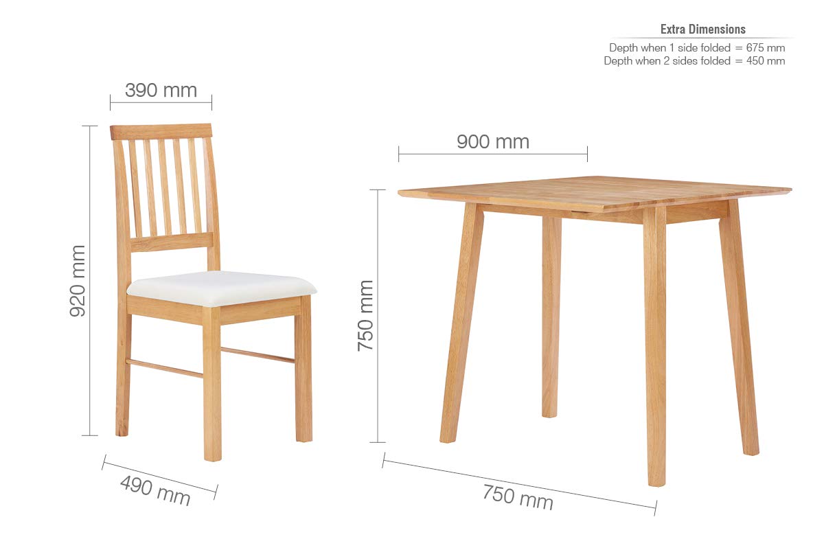 DROP LEAF DINING SET OAK COLOUR FINISH