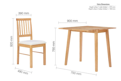 DROP LEAF DINING SET OAK COLOUR FINISH