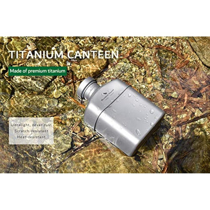 Boundless Voyage Titanium Military Canteen with Carry Bag Outdoor Camping Big Capacity Water Bottle Cup Pot Mess Kit 1100ml Ti15158A