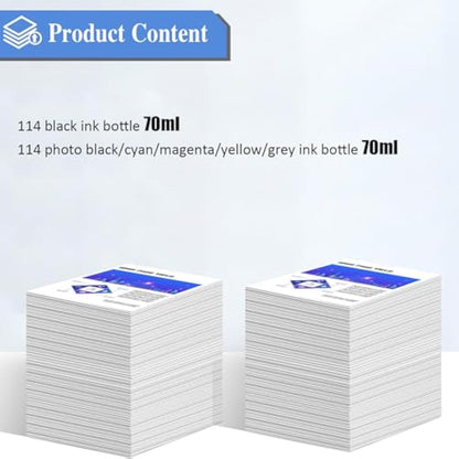 SHUOLEI 114 Ink Compatible with epson 114 Ink Bottle Multipack for EcoTank ET-8500 ET-8550 (12-Pack, 2 Black/2 Photo Black/2 Cyan/2 Magenta/2 Yellow/2 Grey)