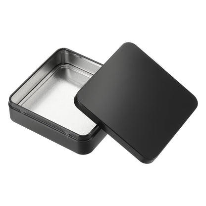 PATIKIL Rectangular Tin Box 4.3"x4.3"x1.3", Metal Storage Tin Box Portable Storage Container with Lid for Tea Candy Treats Gifts Favors Candle