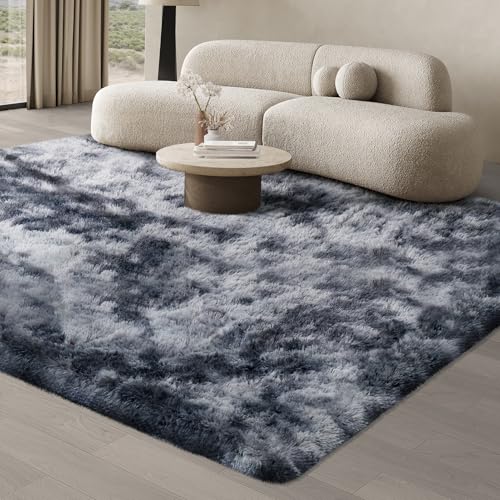 JOJOSEE Rugs Living Room, 200 x 300 cm Grey Area Rug, Anti Slip Soft Fluffy Shaggy Extra Large Floor Carpets Mat for Bedroom, Nursery Bedside (Dark