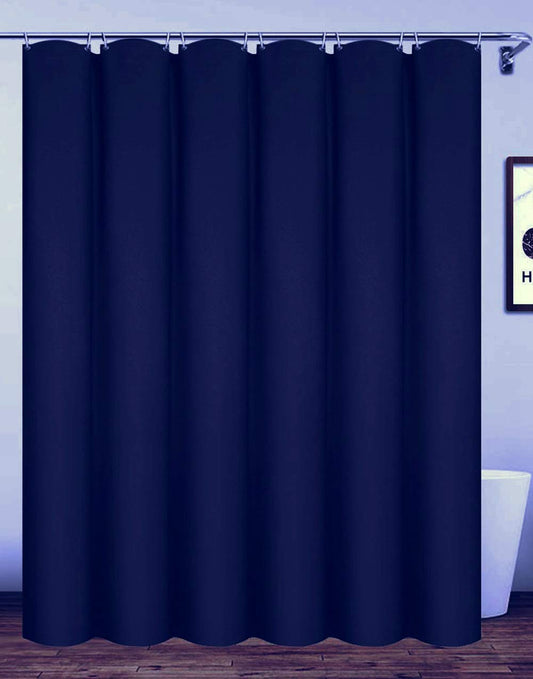 Homehold 200x240cm Navy Blue Bathroom Curtain With Hooks, Extra Long Polyester Waterproof Shower Curtain