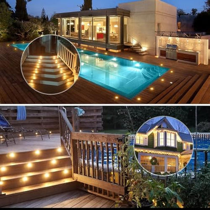 INDARUN Warm White Led Decking Lights Waterproof IP67 0.6W Ø31MM - Lighting for Terrace/Patio/Path/Wall/Garden/Decoration, 30 Packs