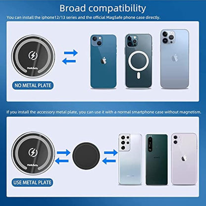 MAGJIEYX for Magsafe Car Mount Charger, 15W Magnetic Wireless Car Charger 360° Rotation Phone Holder Fast Charging for iPhone 16 15 14 13 12 MagSafe Case 2 in 1 Dashboard Air Vent Car Accessories