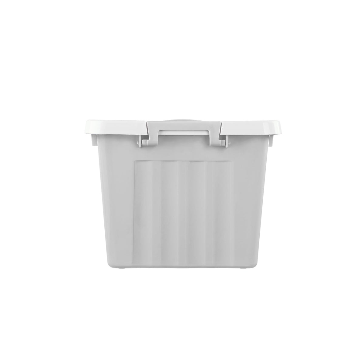 Cetomo 15L*4 Storage Boxes with Lids, Plastic Storage Box with Secure Side Latches, Stackable & Nestable Organizer for Home, Office, Moving, PP, Gray