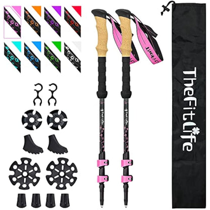 TheFitLife Carbon Fibre Trekking Poles - Collapsible and Telescopic Walking Poles, Ultra Light, Extendable, Best Walking Sticks for Traveling Camping Hiking Mountaineering