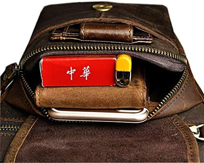Xieben Leather Drop Leg Bag for Men Women Motorcycle Bike Riding Cycling Multi-Purpose Thigh Waist Fanny Pack Travel Hiking Sports Camping Pouch Deep Brown
