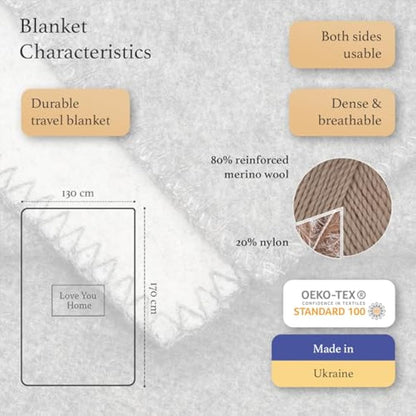 LYHome Travel Blanket - Extra Warm Picnic Throw, Bed Camping Outdoor Wool Blankets, Cozy Soft Throws, Military Army and Garden Outside Use (51x67 in | 130x170 cm | Gray - Light Gray Double-sided)
