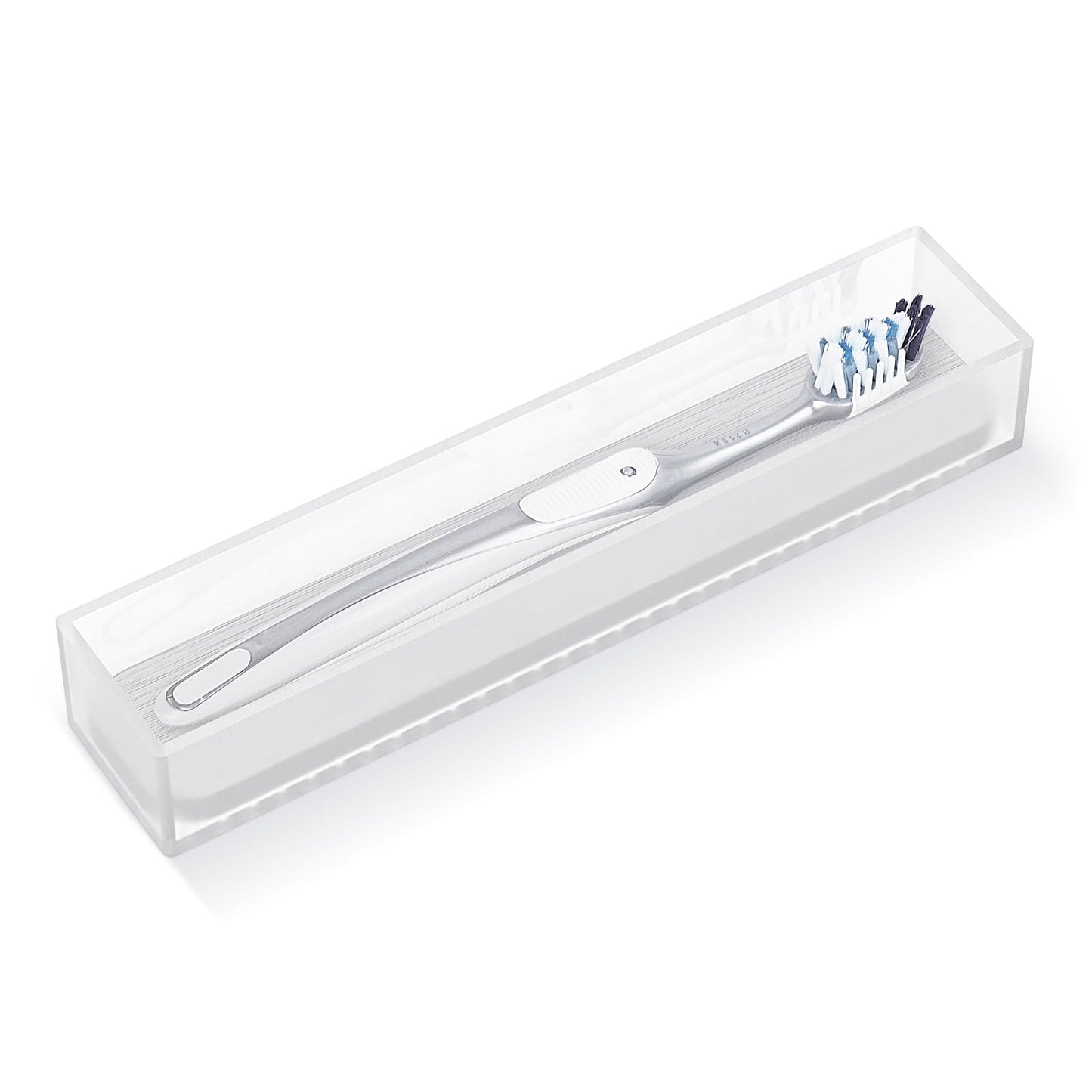 Linkidea Acrylic Toothbrush Holder with Drainage Hole, Bathroom Drawer Organizer with Drying Diatomite Stone, Compatible with Extra Clean, Oral-B