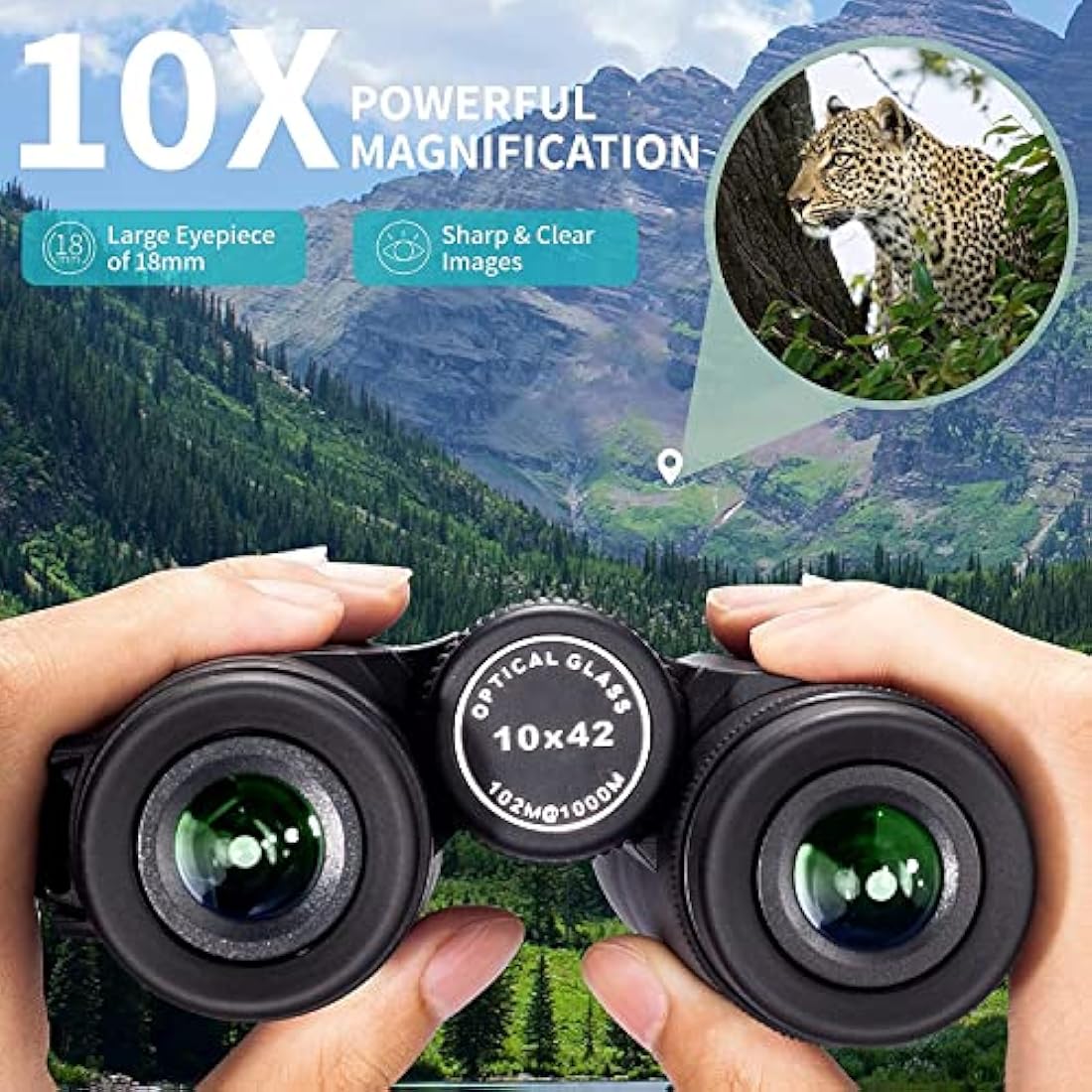 Gosky 10x42 Roof Prism Binoculars for Adults, HD Professional Binoculars for Bird,Travel Stargazing Hunting Concerts Sports-BAK4 Prism FMC Lens-with Phone Mount Strap Carrying Bag