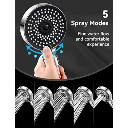 Magichome Shower Head and Hose 2M, High Pressure Filter Shower Head 5 Modes, Universal Hard Water Softener Showerhead with Extra Replaceable Accessories