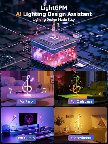 Lepro TB2 AI Table Lamp, Smart LED Lamp with Music Sync, AI Lighting Design Assistant, Colour Changing Smart Table Lamp, Voice Cotrol, Works with Alexa & Google Assistant, Bluetooth & 2.4GHz WiFi