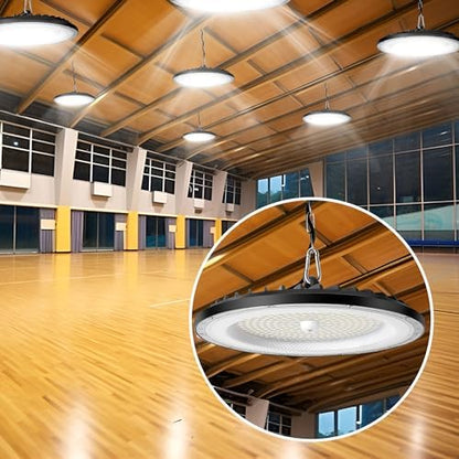 6 Pack 100W UFO LED High Bay Light 15000LM, 6000K Super Bright Workshop Lighting, IP65 Waterproof LED Garage Industrial Lights, Commercial Bay Lighting for Workshop, Warehouse, Garage, Factory