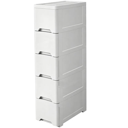 5 Tier Slim Storage Cabinet, Bathroom Storage Unit, Bathroom Drawers Unit