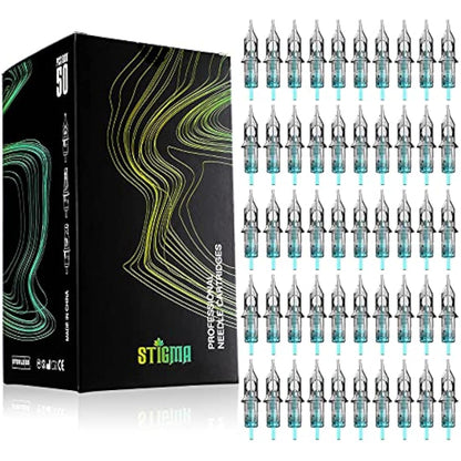 STIGMA 50Pcs Tattoo Cartridges Needles Disposable Mixed #10 Bugpin Round Liner Round Shader 3RL 5RL 3RS 5RS 9RS EN02B-50KIT-Y